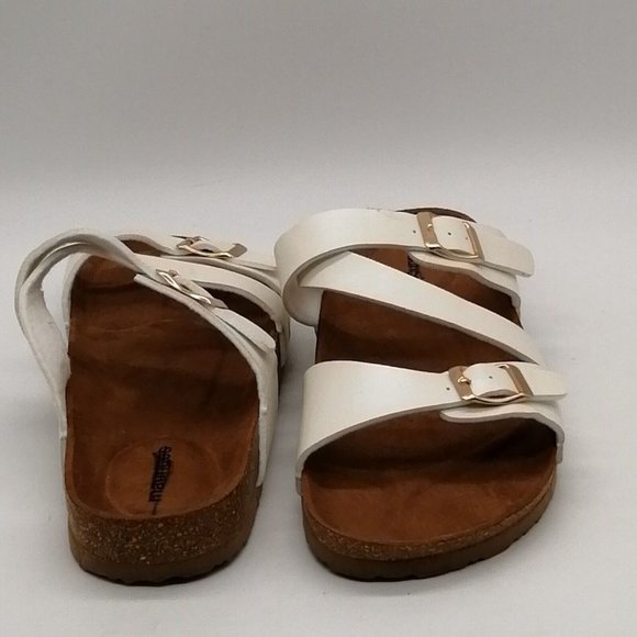 Maurices Womans Lucy Double Buckle Slide Sandals White Cork Wedge Heel 6M - Picture 3 of 10